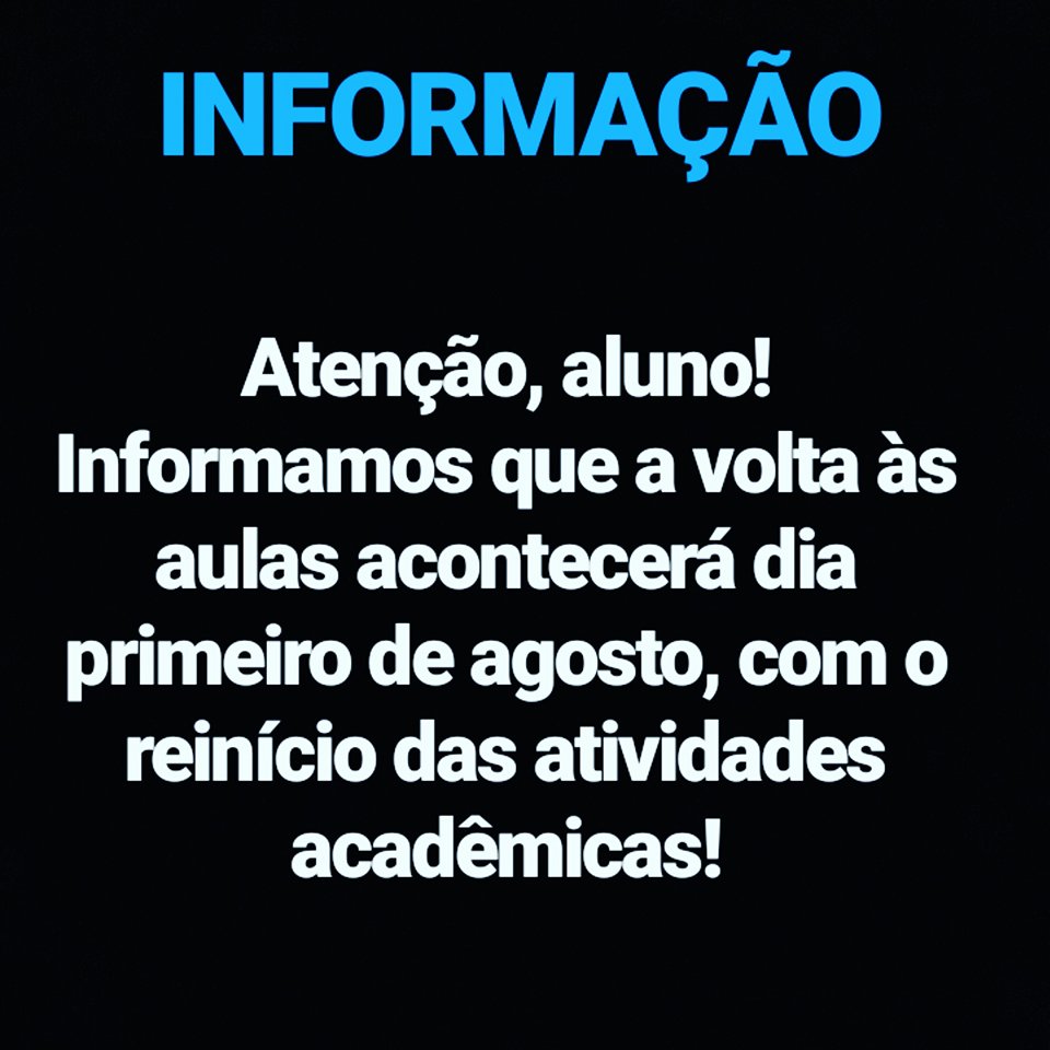Retorno das aulas será dia 1º