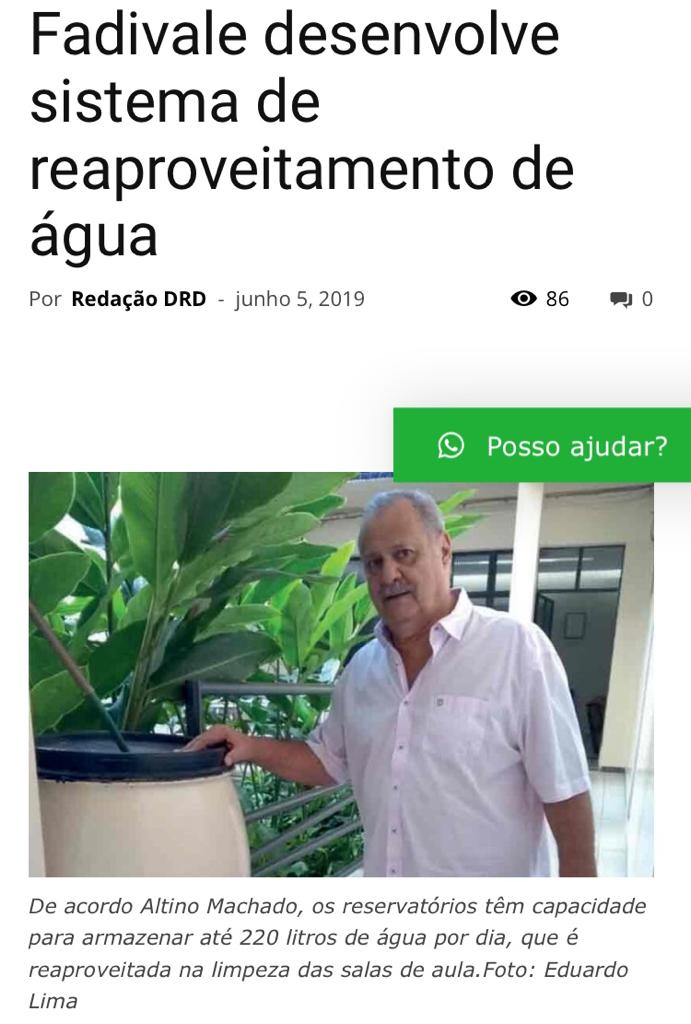 FADIVALE desenvolve sistema de reaproveitamento de água