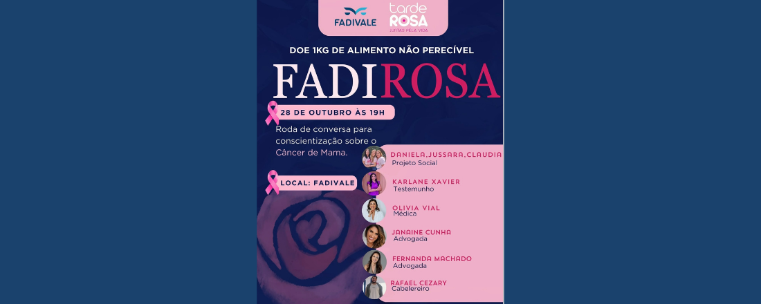 FADIROSA: Juntas pela Vida — FADIVALE realiza roda de conversa sobre conscientização e apoio no Outubro Rosa